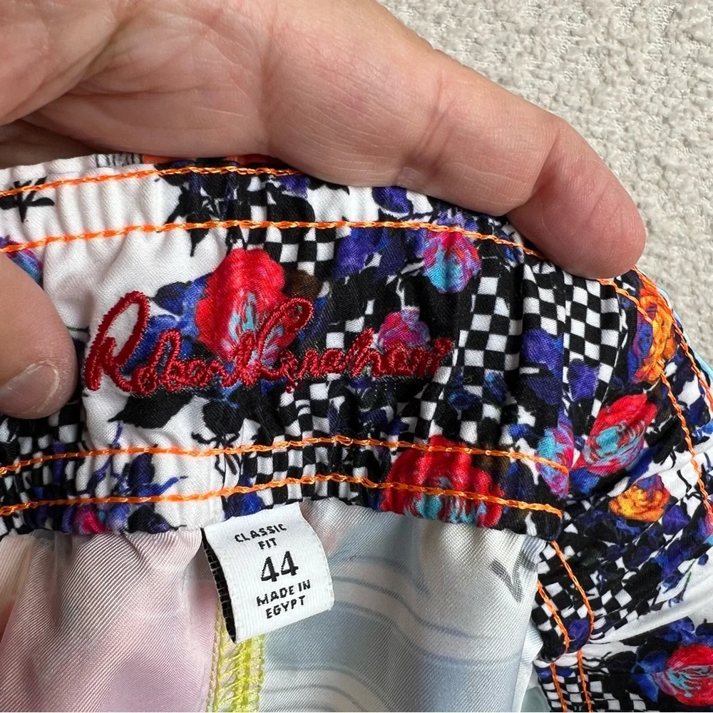 Robert Graham Men’s Swim Trunks Floral Patches Classic Fit Bathing‎ Suit Size 44